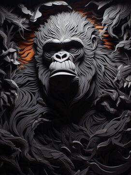 Cut Paper Art of a Gorilla