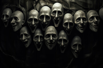 Distorted creepy faces.