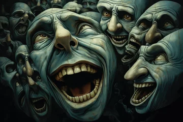 Fotobehang Distorted creepy faces. © VicenSanh