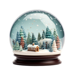 Snow globe isolated on a transparent background created with Generative AI technology