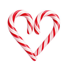 Candy cane heart isolated on a transparent background created with Generative AI technology
