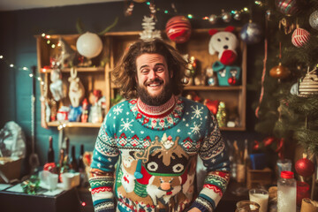 Obraz premium Ugly sweater party christmas holidays