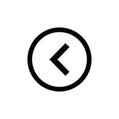 black pointed arrow head icon inside a circle transparant backgorund flat design left direction pointed arrow head button symbol