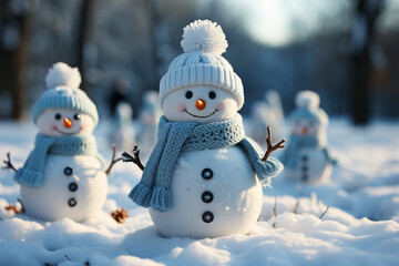 Fototapeta premium Christmas toy snowman holiday gift decoration white cute love winter celebration isolated object happy snow
