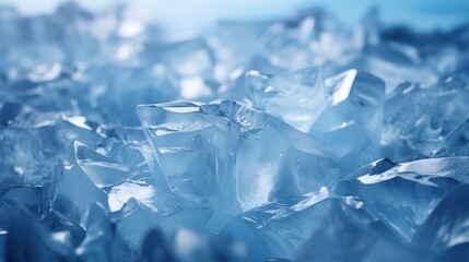 Crystal clear ice cubes as background, top view