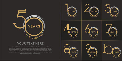 set of anniversary logotype golden color for special celebration event