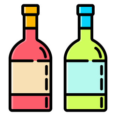 Set of bottles minimal icon vector wine drink concept