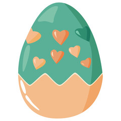 Easter egg decoration with hearts design style emerald and pink color