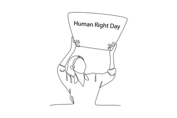 One continuous line drawing of December 10, World Human Rights Day concept. Doodle vector illustration in simple linear style.