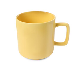 One yellow ceramic mug isolated on white