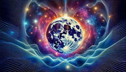 spiritual moon dance in cosmic abyss, generative ai