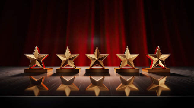 five stars on top of a table background