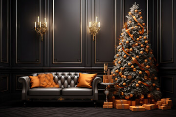 christmas tree in a minimalist living room