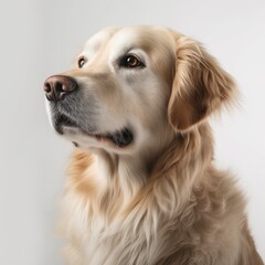 golden retriever portrait on white background