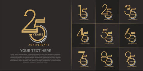 set of anniversary logotype golden color for special celebration event