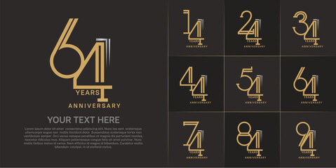 set of anniversary logotype golden color for special celebration event