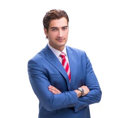 Handsome young businessman isolated on white background