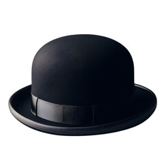 Men's Black Bowler Hat IIllustration Art With a Transparent Background Generative AI.