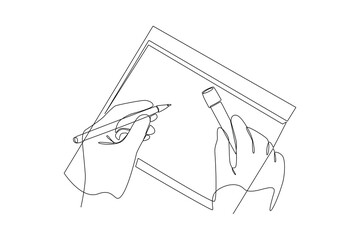 One continuous line drawing of Pharmaceuticals and medication. Medical concept. Doodle vector illustration in simple linear style.