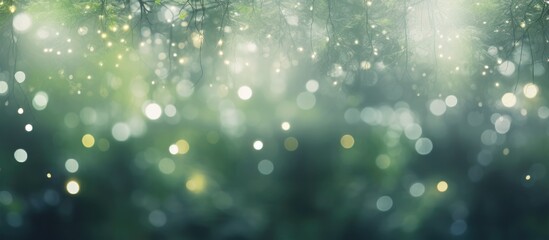 Blurry background of forest with gray bokeh - obrazy, fototapety, plakaty