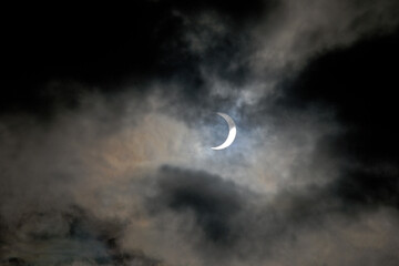 October 14, 2023 Eclipse and diffraction corona in clouds, 400 miles south of totality in San Francisco Bay Area