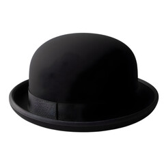 Men's Black Bowler Hat IIllustration Art With a Transparent Background Generative AI.