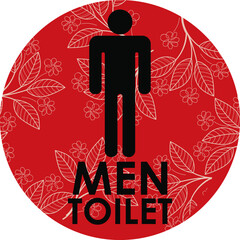 BEAUTIFUL COLORFUL FLOWER AND LEAF ORNAMENT FOR MEN TOILET SIGN VECTOR ILLUSTRATION