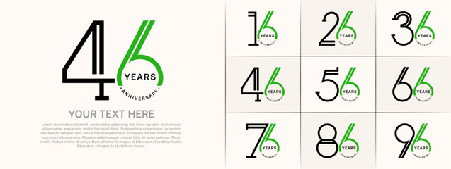 set of anniversary logotype black and green color for special celebration event
