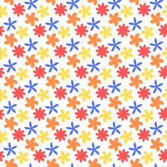 Botanical floral pattern design with flower motif. nature decorative background in flat style. repeat and seamless vector for wallpapers, wrapping paper, packaging, printing business, textile, fabric