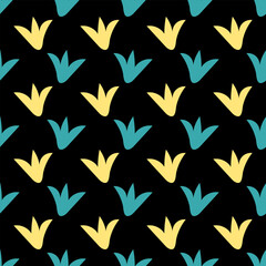 Botanical floral pattern design with flower motif. nature decorative background in flat style. repeat and seamless vector for wallpapers, wrapping paper, packaging, printing business, textile, fabric