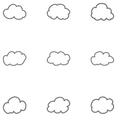 Simple outline cloud set icon. weather vector in flat style