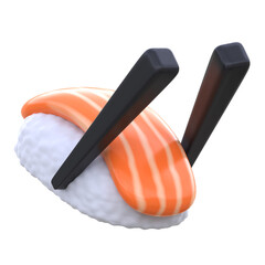 3d icon Nigiri Sushi With Chopstick, 3d illustration, 3d element, 3d rendering.