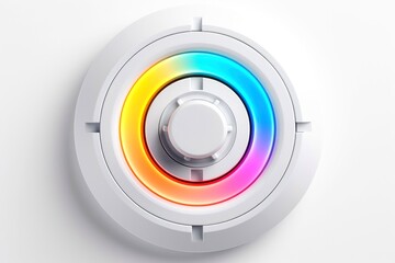 Abstract high tech multicolor button on white background