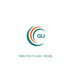 GU G U letter logo design. Initial letter GU linked circle uppercase monogram logo red and blue. GU logo, G U design. GU, G U 2 latter 