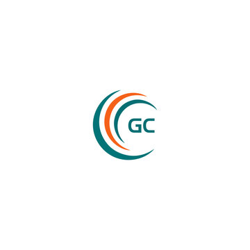 GC G C letter logo design. Initial letter GC linked circle uppercase monogram logo red and blue. GC logo, G C design. GC, G C 2 latter 