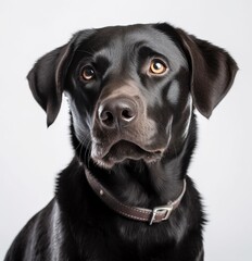 black labrador retriever portrait isolated on a white background