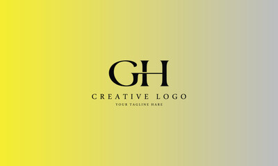 GH brand minimal professional creative black logo design for all kinds of business with gradient background template.