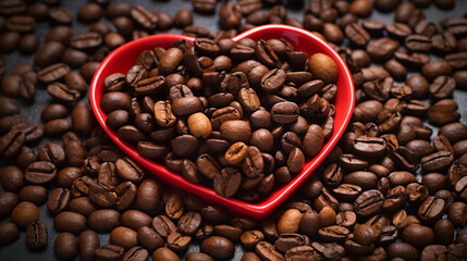 Fototapeta premium coffee beans in a heart shape HD 8K wallpaper Stock Photographic Image 