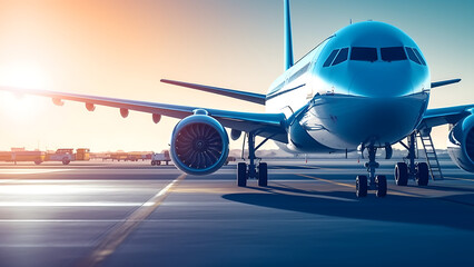 Plane at the airport waiting to take off. - 670789022