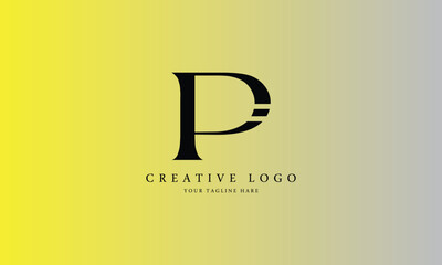 P brand minimal professional creative black logo design for all kinds of business with gradient background template.