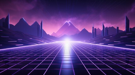 Retro Wave Music Festival Background, Retro futuristic 90s Style.