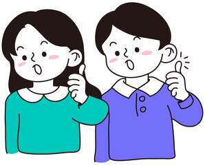 Two people are giving a thumbs up.