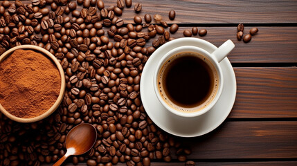 Naklejka premium cup of coffee HD 8K wallpaper Stock Photographic Image 