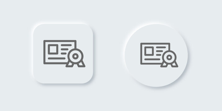 License line icon in neomorphic design style. Badge signs vector illustration.