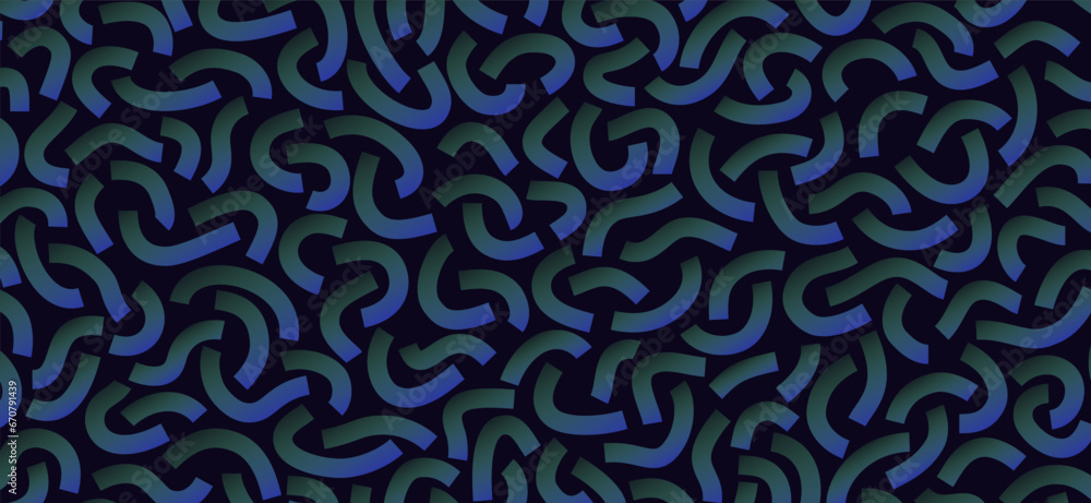 Poster Gradient doodle pattern. Funny pattern. Curved lines isolated on dark background.