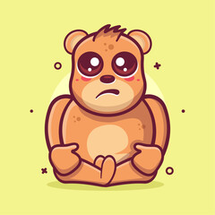 kawaii bear animal character mascot with sad expression isolated cartoon in flat style design