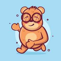 funny bear animal character mascot running isolated cartoon in flat style design