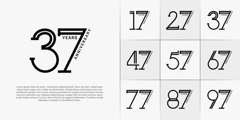 set of anniversary logotype black color for special celebration event