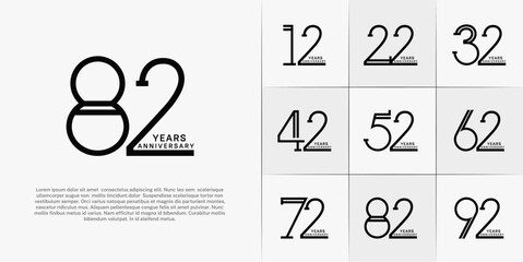 set of anniversary logotype black color for special celebration event