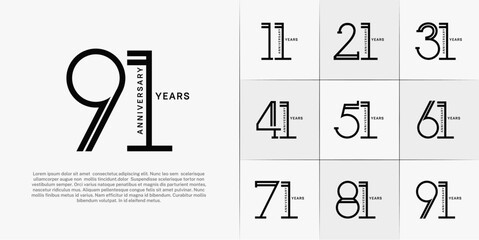 set of anniversary logotype black color for special celebration event
